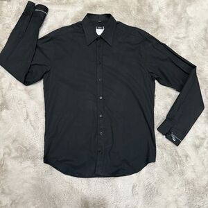 Versus Versace Mens Black Shirt IT 36/50 Long Sleeve Zipper Cuffs Italy Made M/L